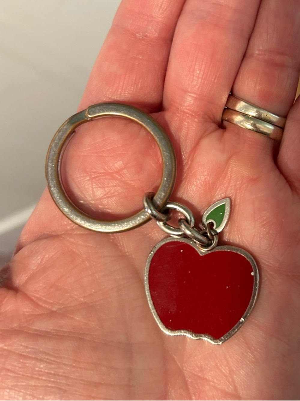 Coach VINTAGE Keychain:Red Apple w/ Stem Charm and  Coach Keyring. EUC see pics